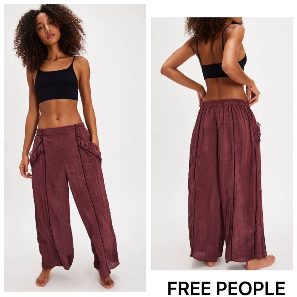 🚩NwT’s-$100 FREE PEOPLE Pretty Please Pants L Soft/Relaxed Pull-On High-Rise - Picture 8 of 10